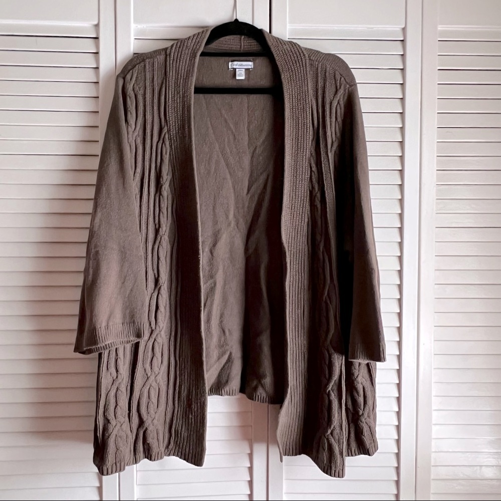Croft & Barrow brown cable knit cardigan sweater